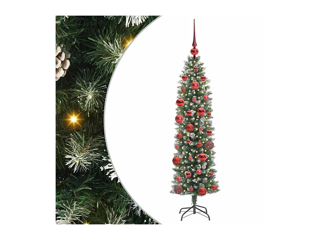 Arbre de Noël artificiel slim avec 150 LED Vert et blanc 150 cm