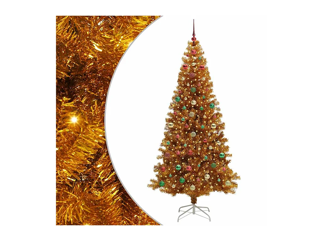 Árbol de Navidad con 300 LED con soporte Dorado 240 cm PET
