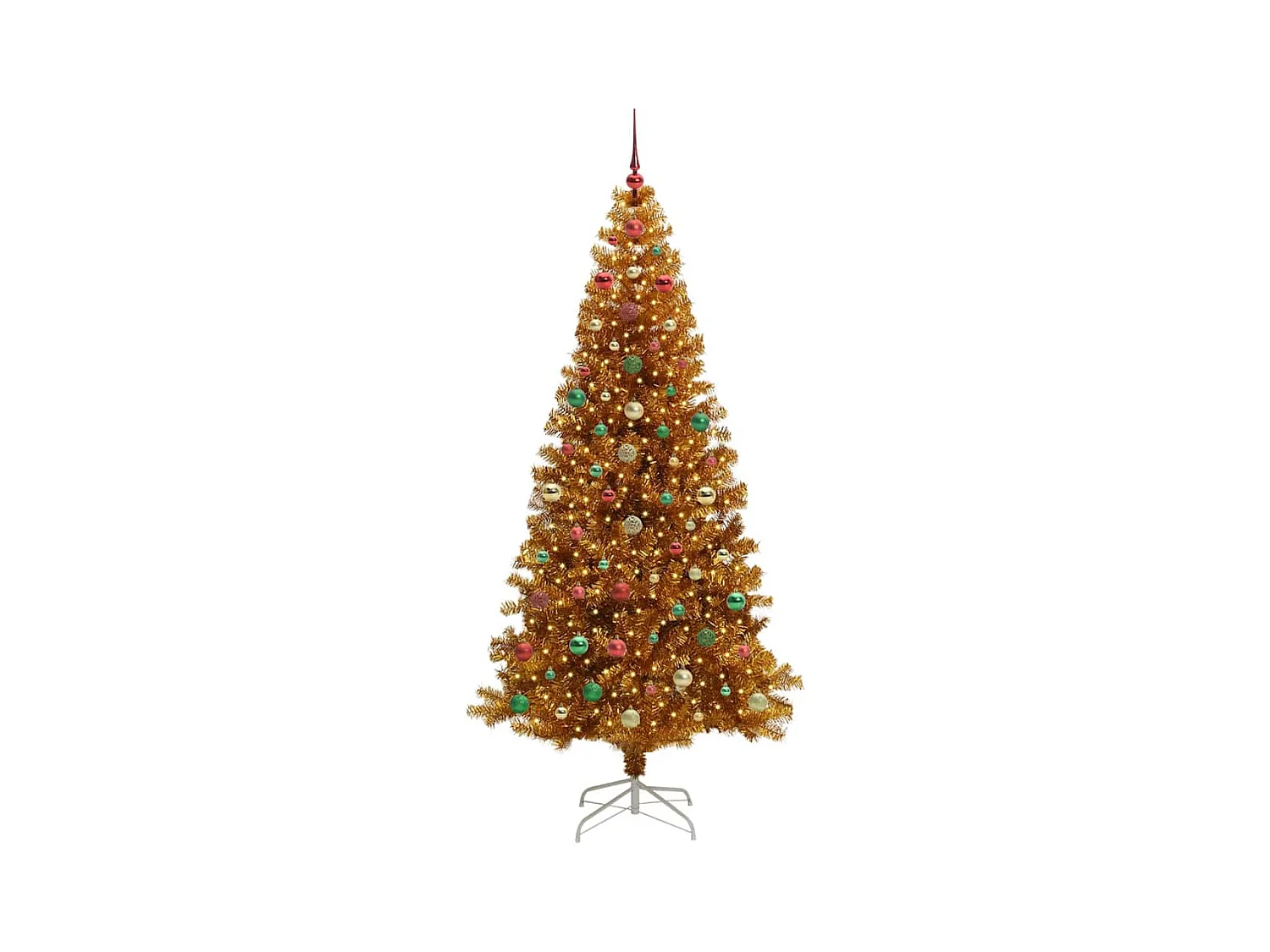 Árbol de Navidad con 300 LED con soporte Dorado 240 cm PET
