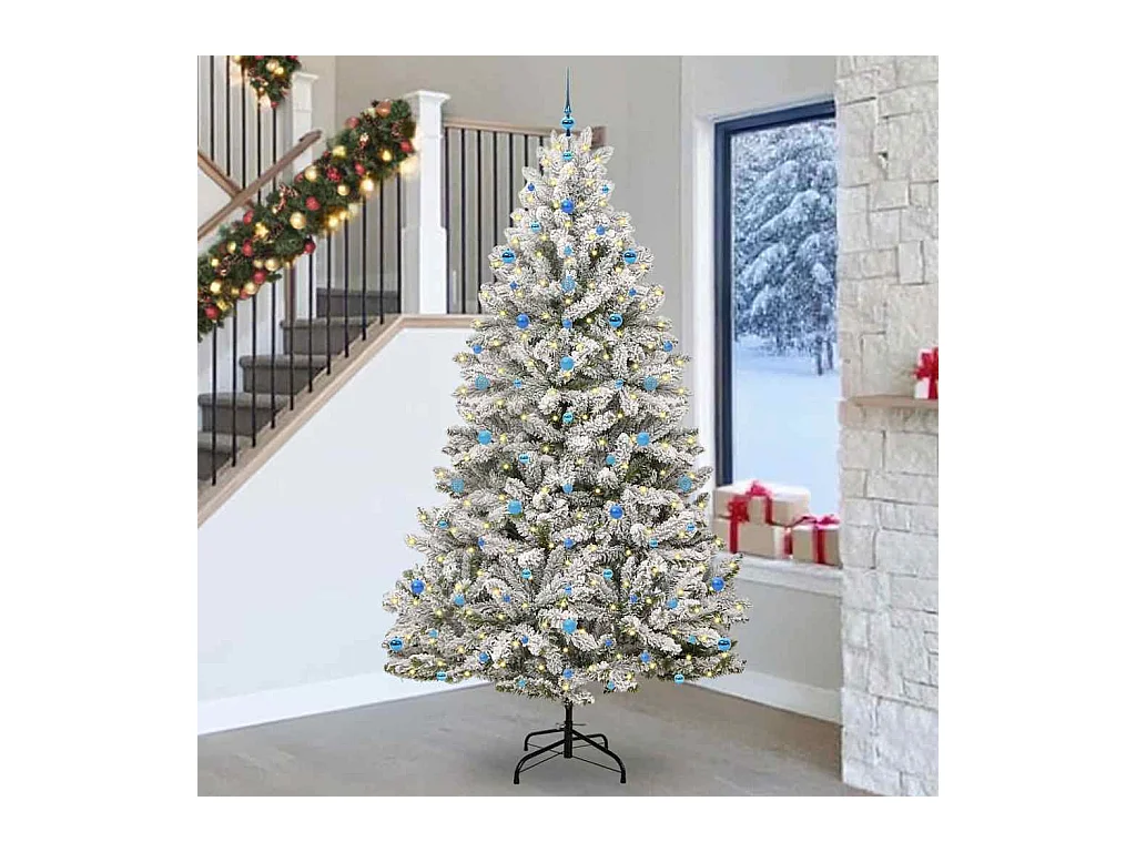 Sapin de Noël artificiel Vert et blanc 270 cm PVC et métal