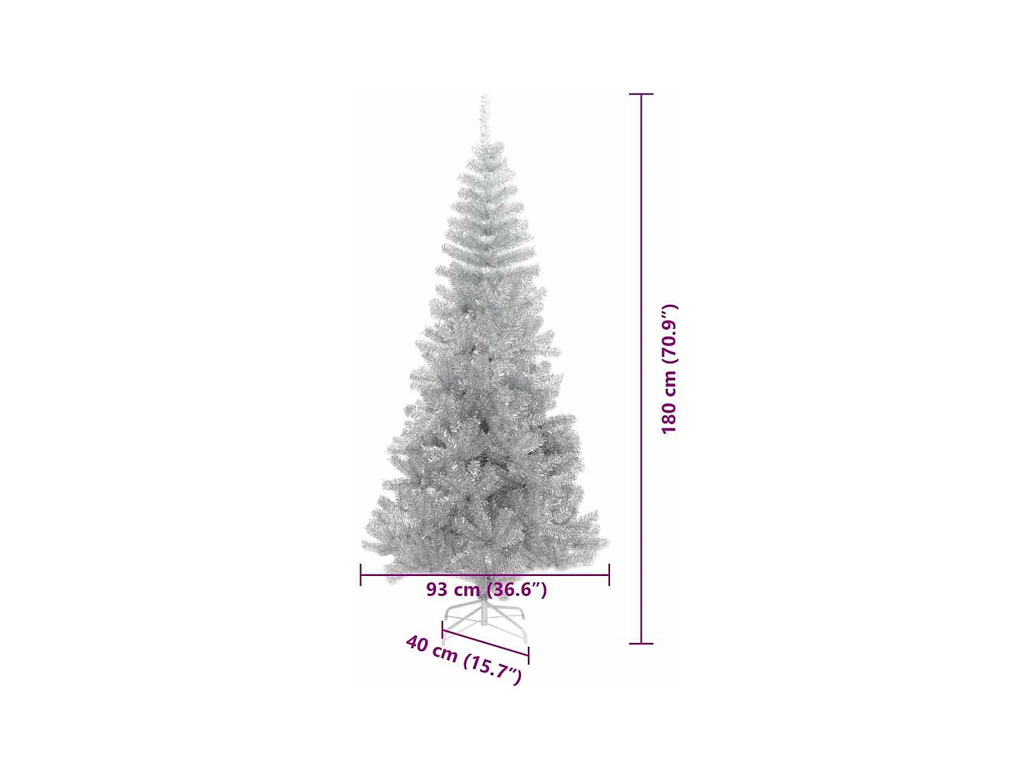Árvores de Natal Artificial Prateado 180 cm PET