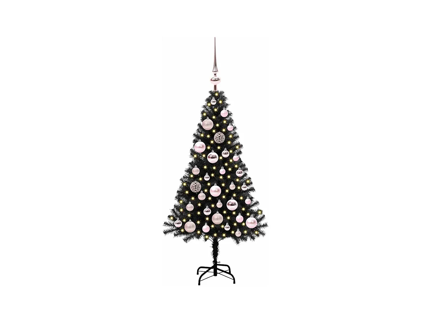 Árvore de Natal com 150 LEDs com suporte Preto 120 cm PVC