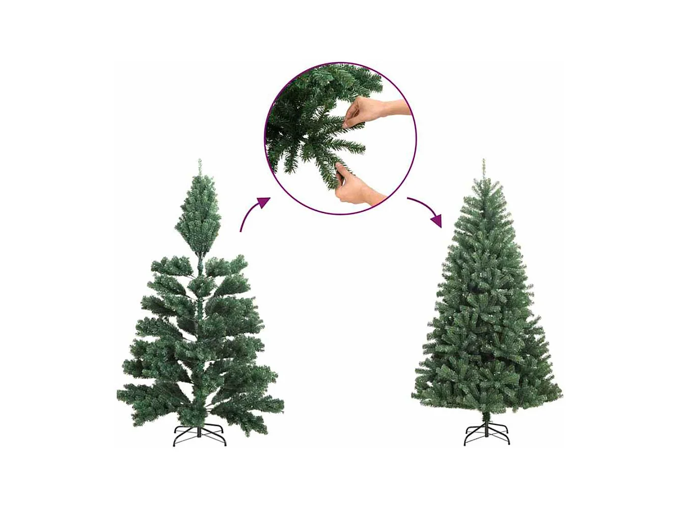Sapin de Noël mince avec 300 LED Vert et blanc 210 cm