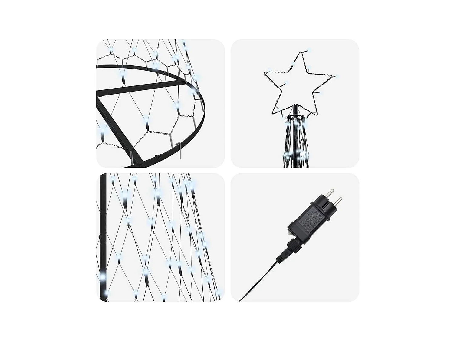 Árbol de Navidad LED con 290 LED Frío 100 x 100 x 250 cm Metal