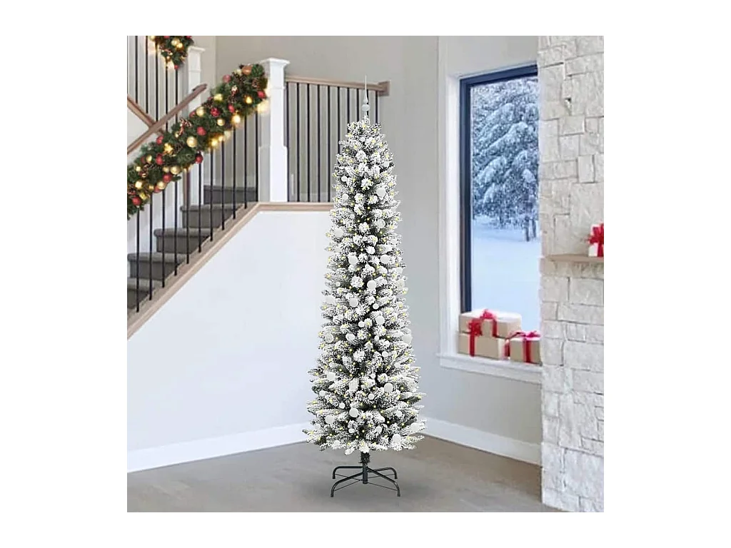 Sapin de Noël artificiel avec 300 LED Vert et blanc 240 cm