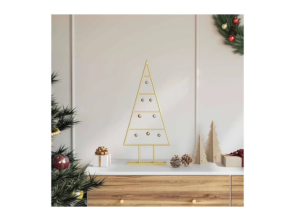Árbol de Navidad de metal con soporte Dorado 60 cm