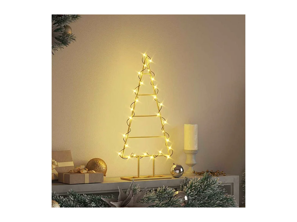 Árbol de Navidad de metal con soporte Dorado 60 cm