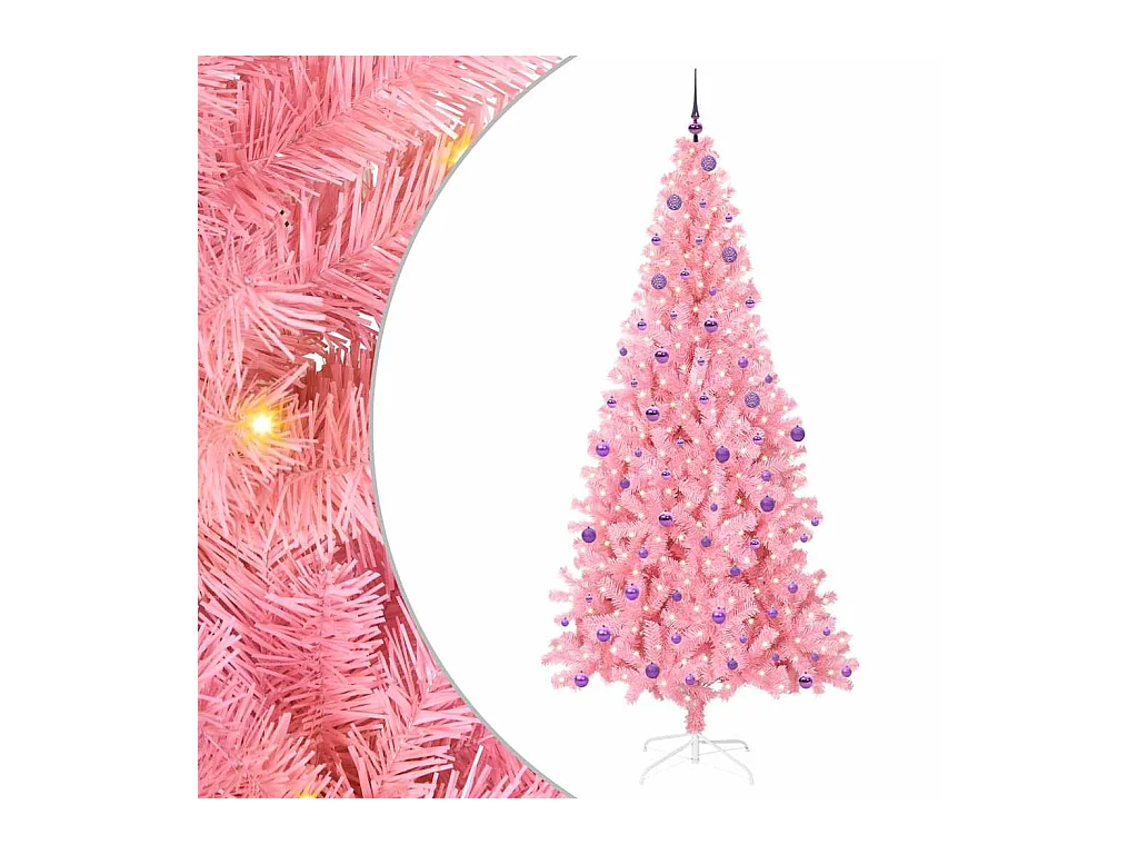 Sapin de Noël avec 300 LED avec support Rose 240 cm PVC