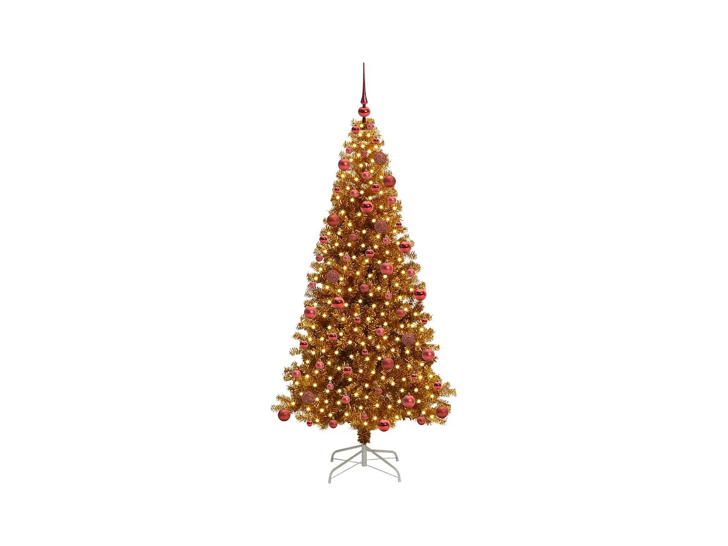 Sapin de Noël avec 300 LED avec support Doré 180 cm PET