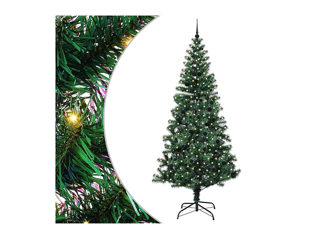Sapin de Noël artificiel pré-éclairé Vert 240 cm PVC et métal