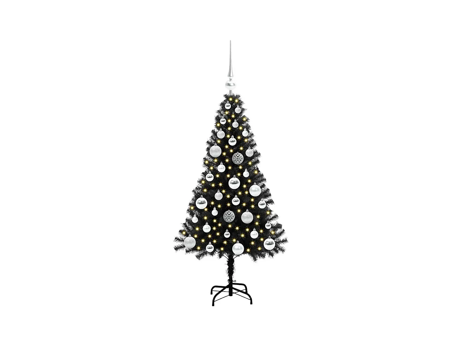 Árvore de Natal com 150 LEDs com suporte Preto 120 cm PVC