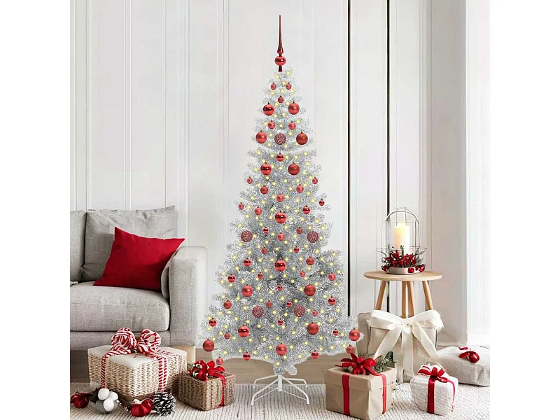 Árbol de Navidad con 300 LED con soporte Plateado 180 cm PET