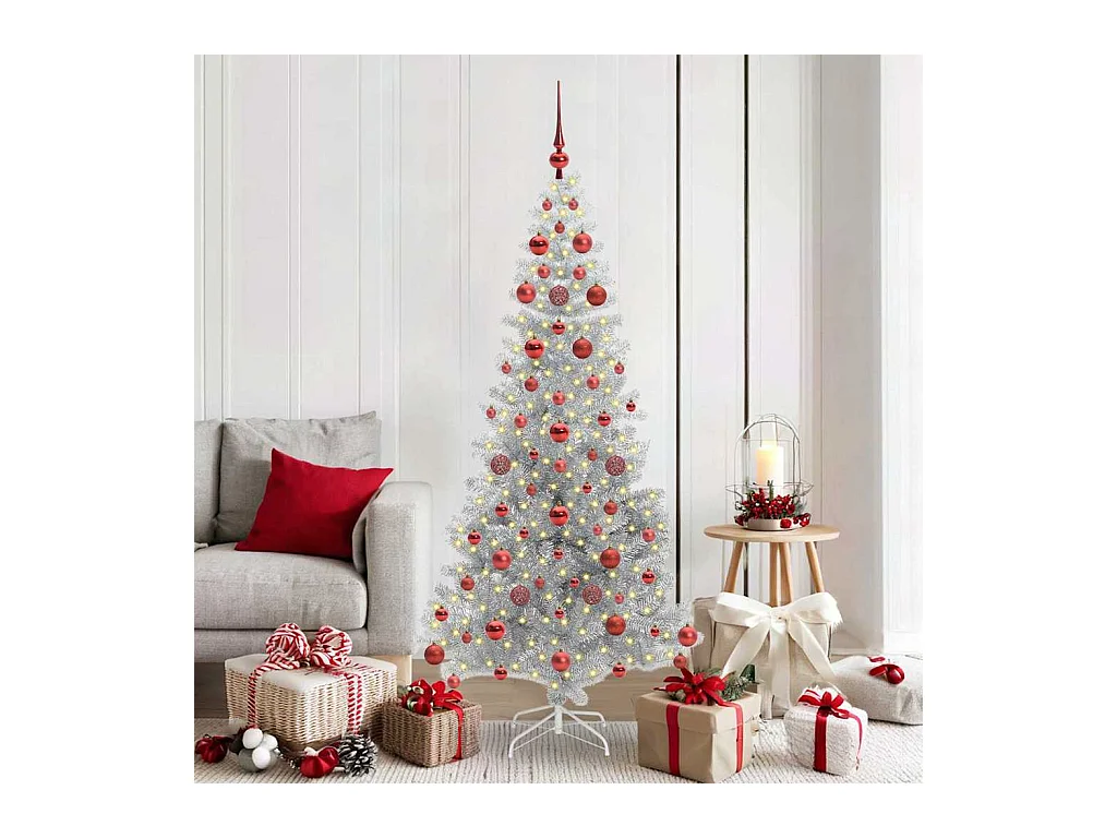 Árbol de Navidad con 300 LED con soporte Plateado 180 cm PET