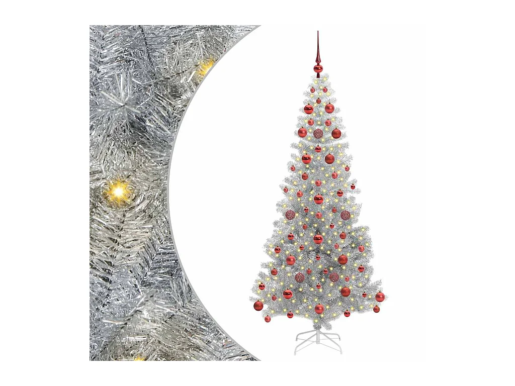 Árbol de Navidad con 300 LED con soporte Plateado 180 cm PET