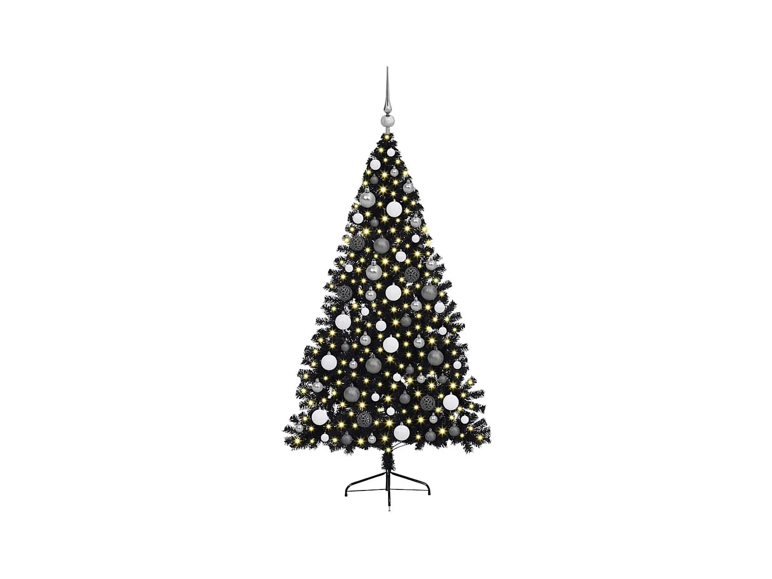 Sapin de Noël artificiel pré-éclairé Noir 180 cm PVC