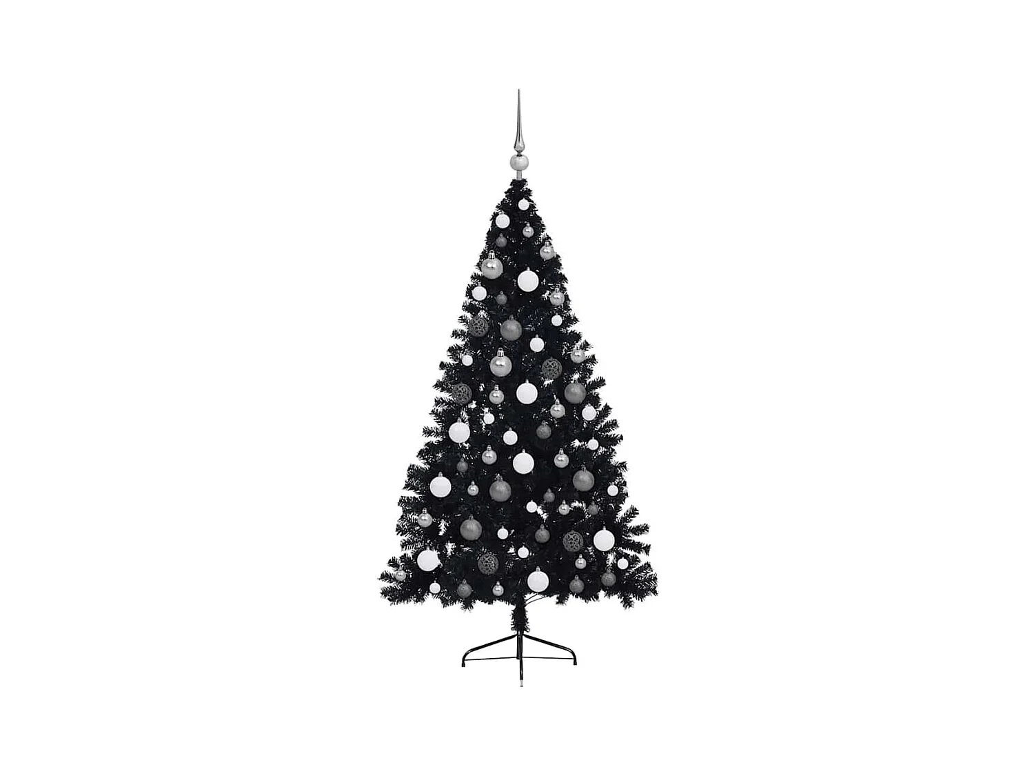 Sapin de Noël artificiel pré-éclairé Noir 180 cm PVC