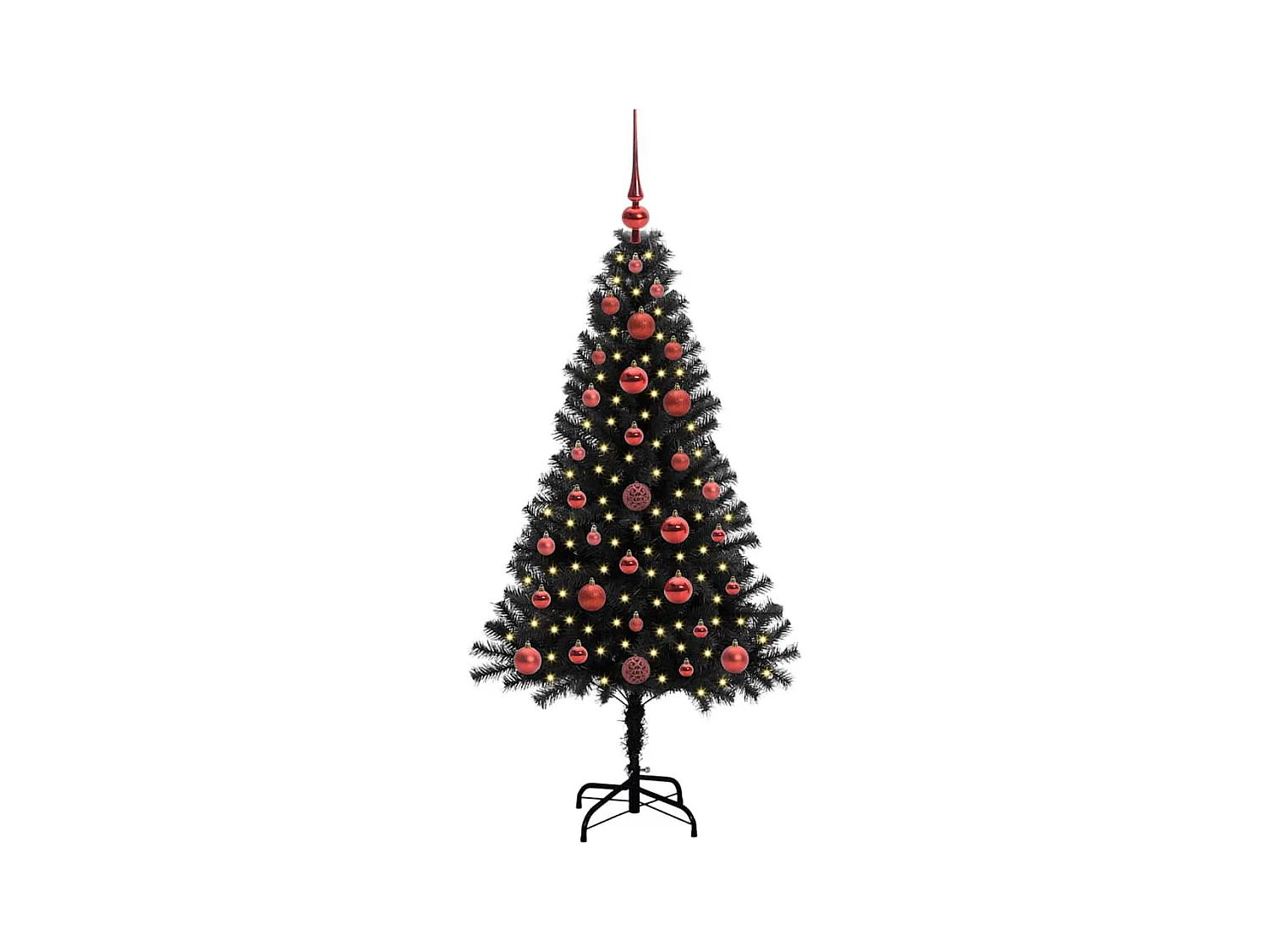 Árvore de Natal com 150 LEDs com suporte Preto 120 cm PVC