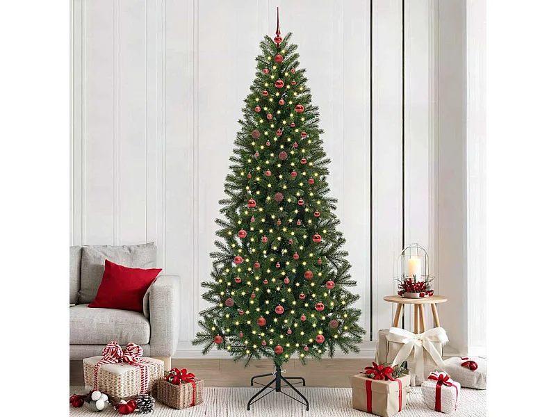 Kunstkerstboom met 300 LED met standaard Groen 240 cm PE en PVC
