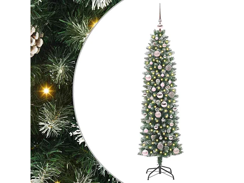 Árvore Slim de Natal Artificial Verde e branco 150 cm
