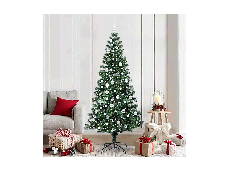 Árbol de Navidad Artificial Preiluminado Verde 210 cm