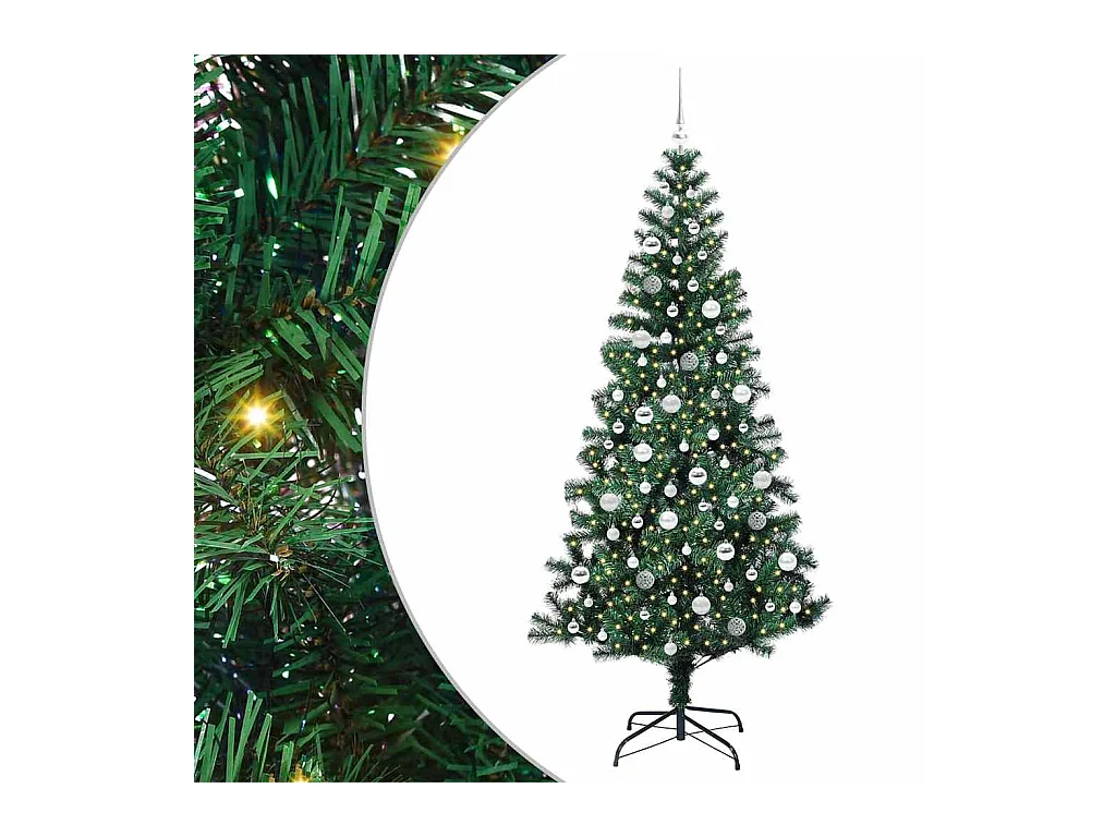 Kunststof Voorverlichte Kerstboom Groen 210 cm PVC en Metalen