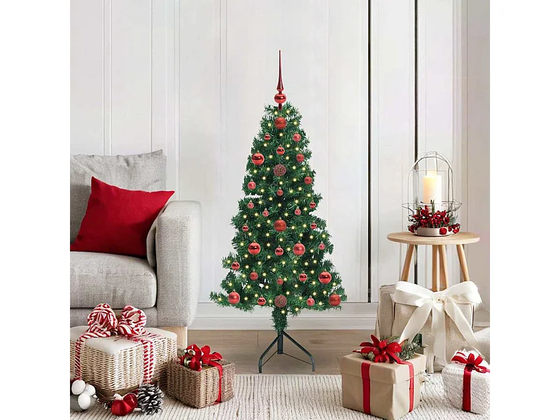 Arbre de Noël artificiel d'angle Vert 120 cm PVC et métal