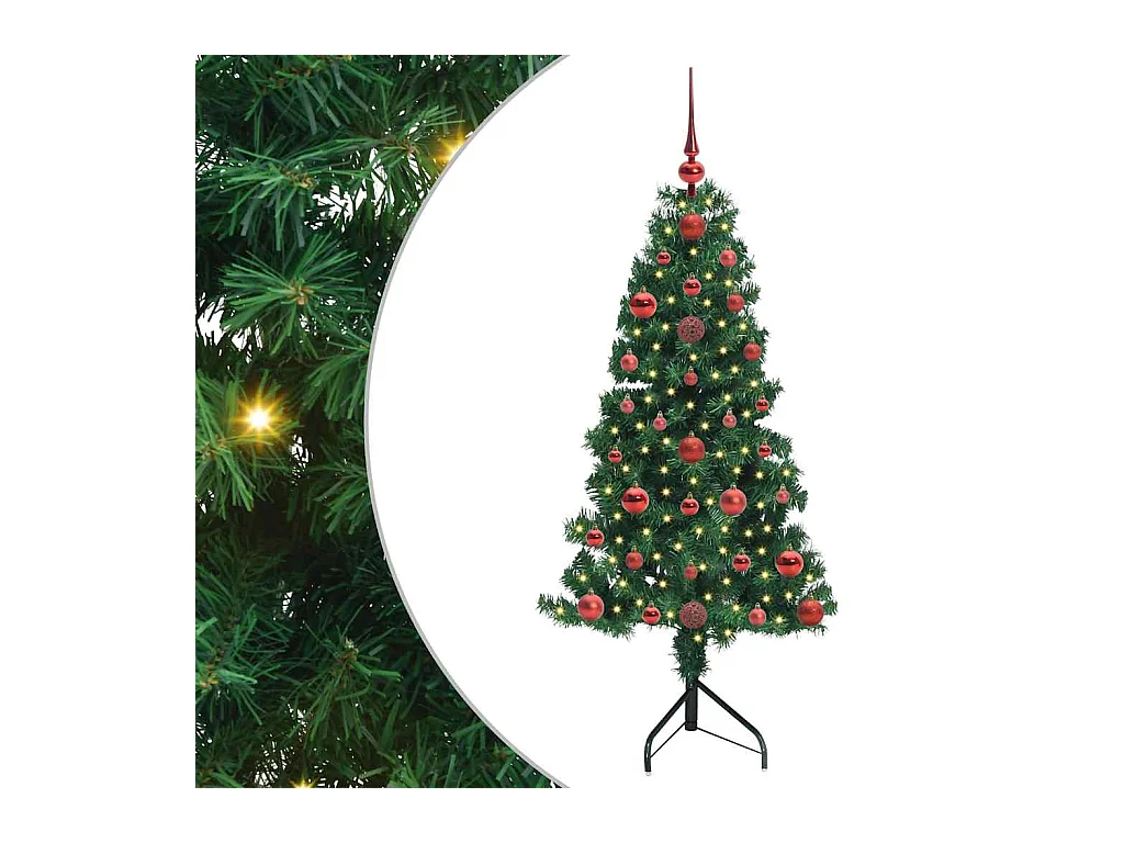 Arbre de Noël artificiel d'angle Vert 120 cm PVC et métal
