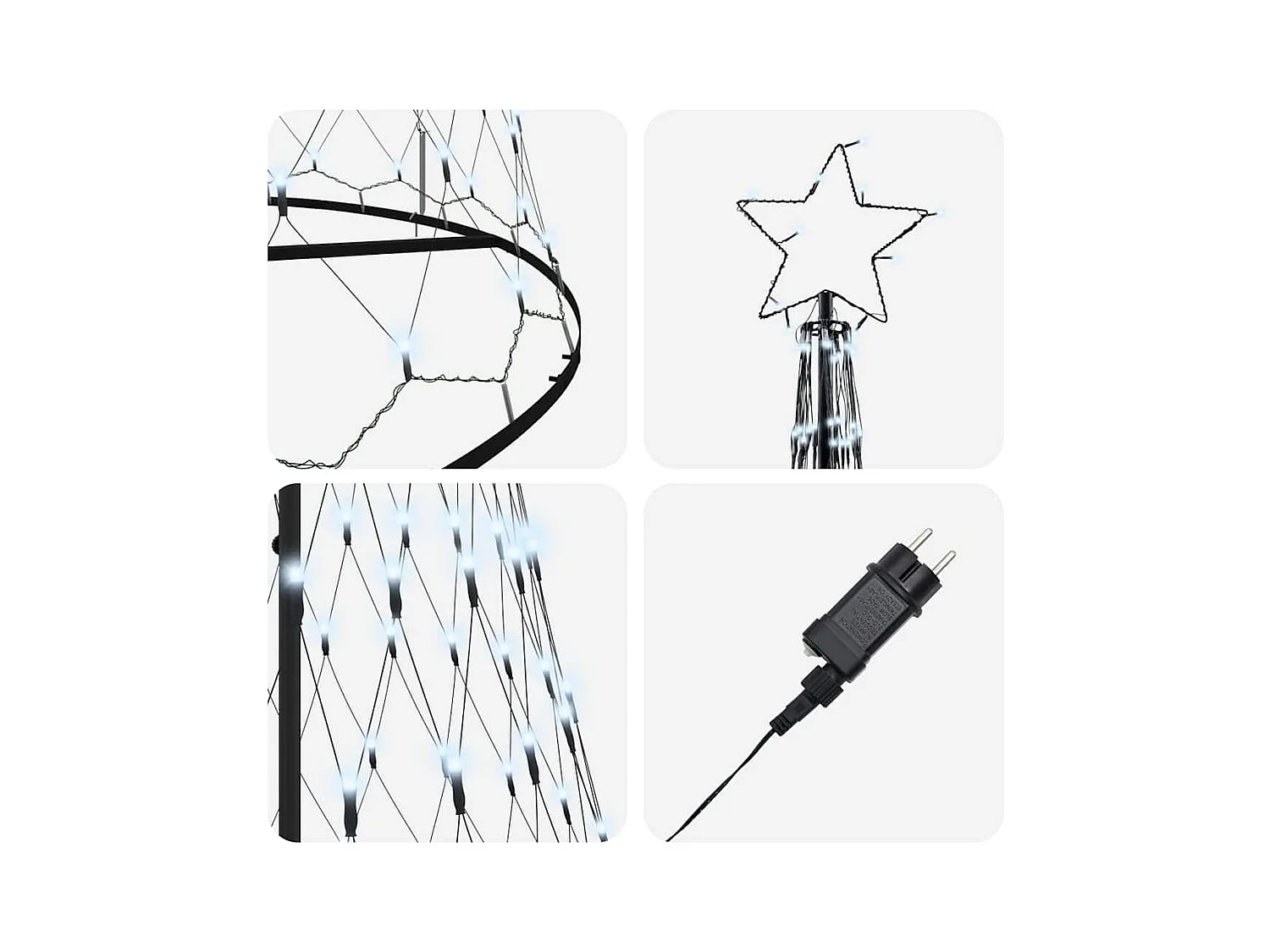 LED kerstboom met 450 LED Koudwit 138.5 x 138.5 x 399 cm Metaal