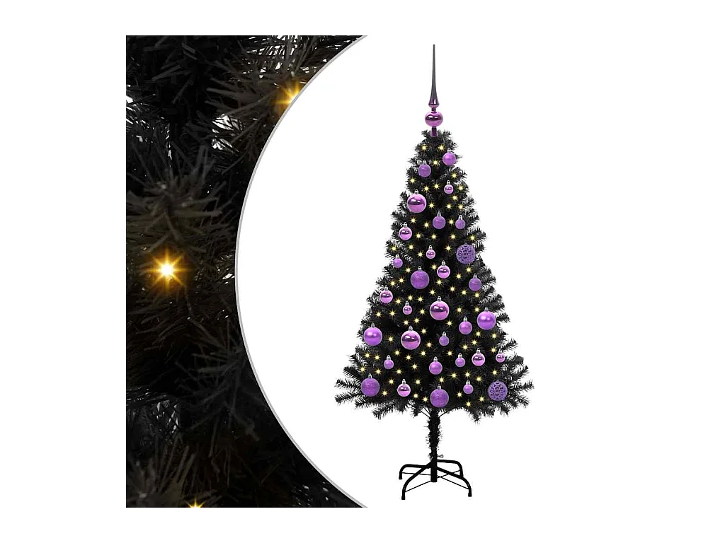 Árvore de Natal com 150 LEDs com suporte Preto 120 cm PVC