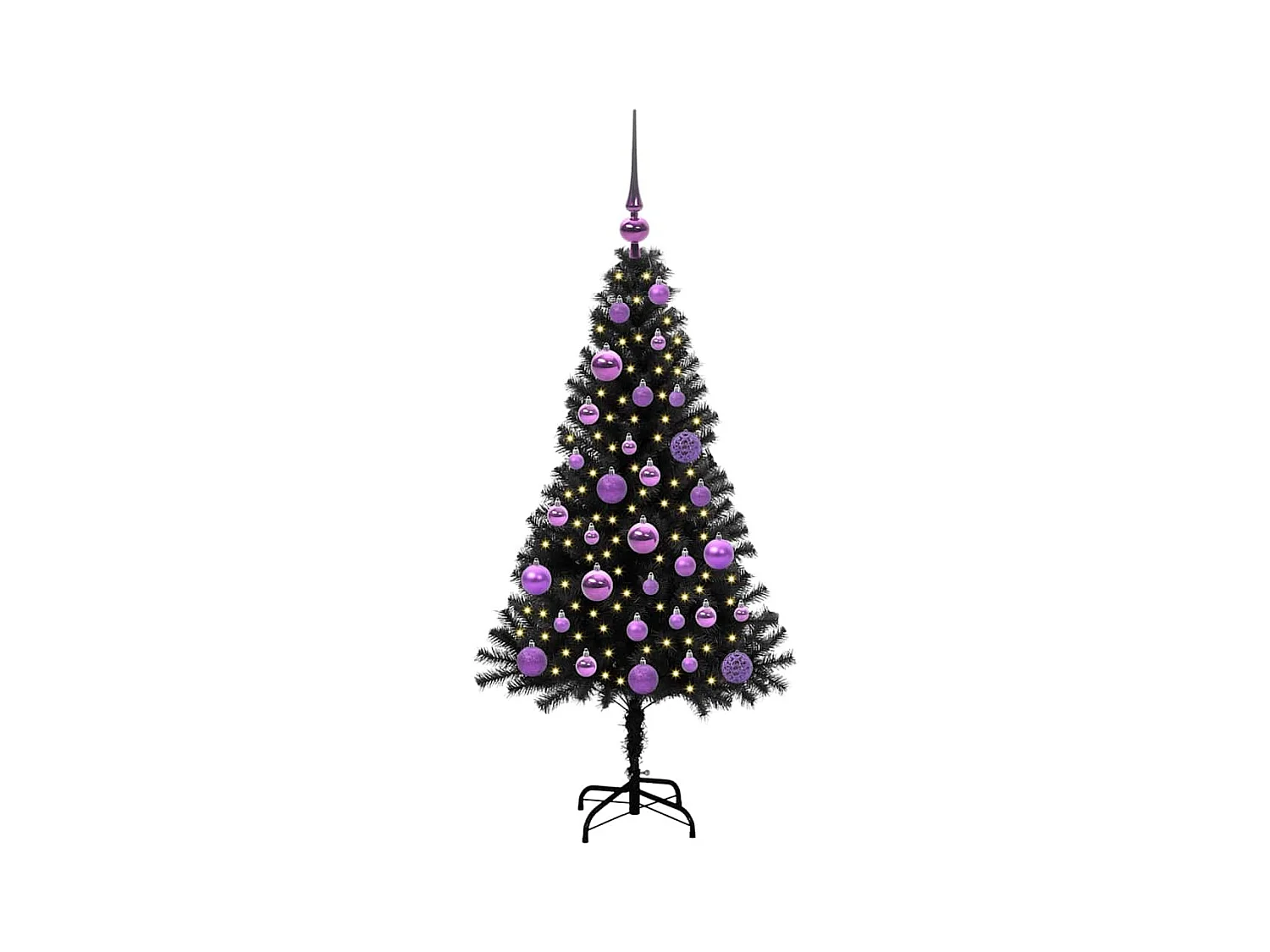 Árvore de Natal com 150 LEDs com suporte Preto 120 cm PVC