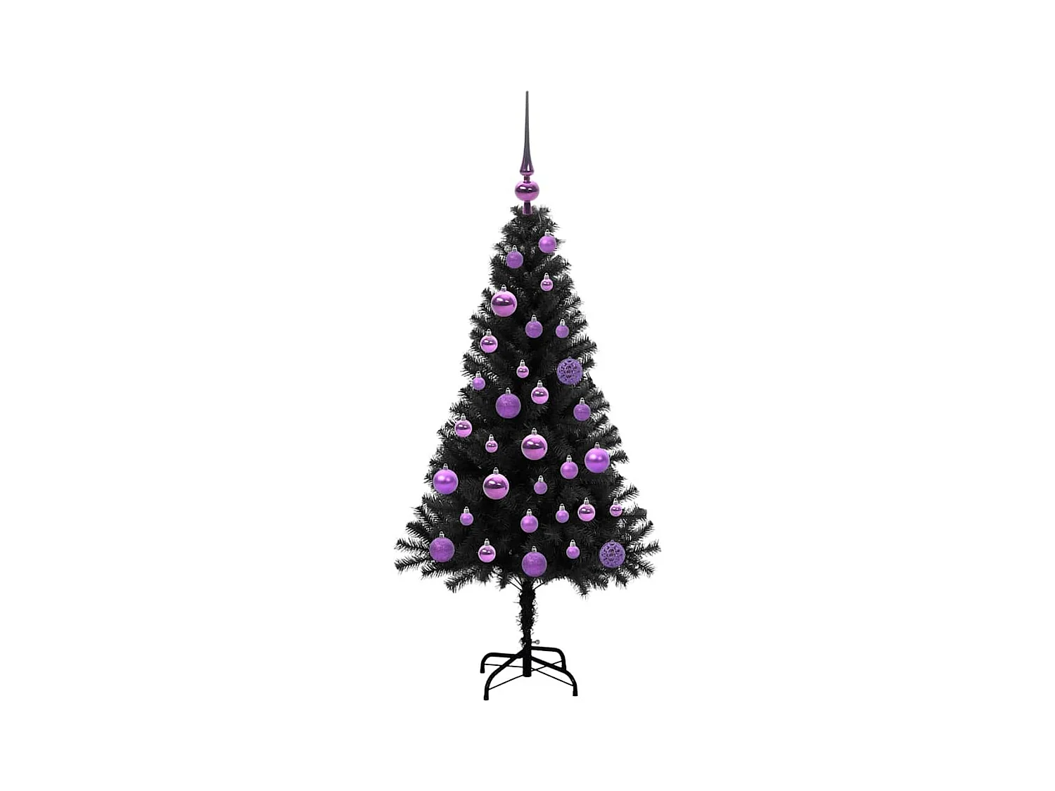 Árvore de Natal com 150 LEDs com suporte Preto 120 cm PVC