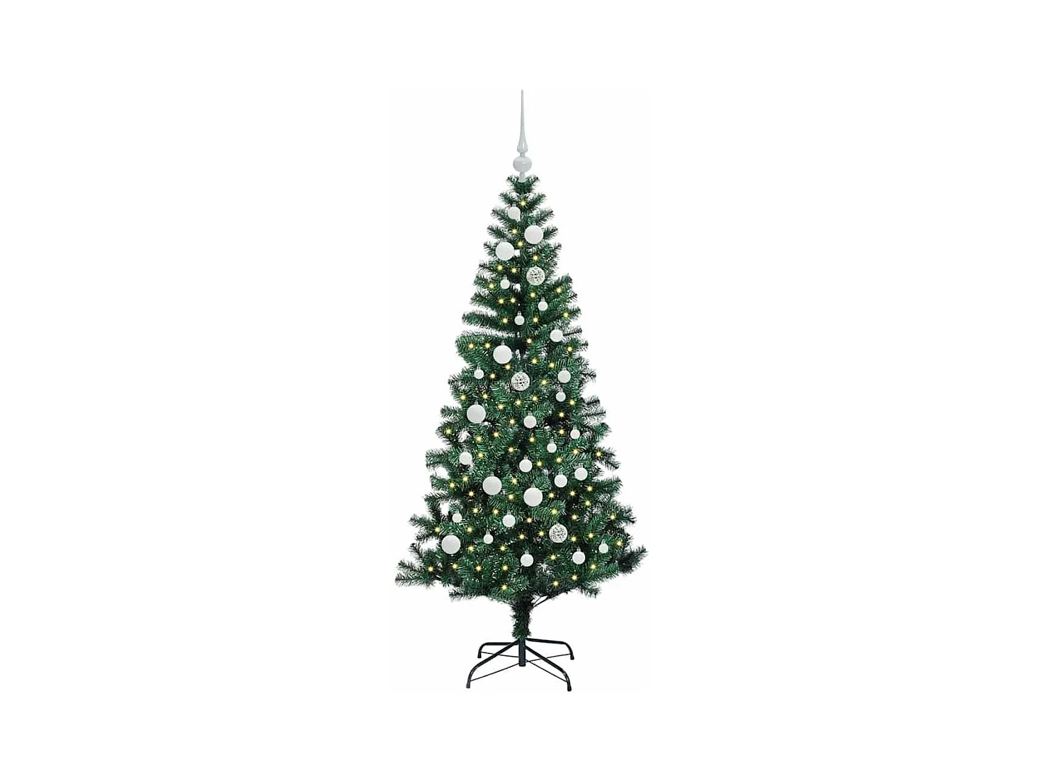 Kunststof Voorverlichte Kerstboom Groen 150 cm PVC en Metalen