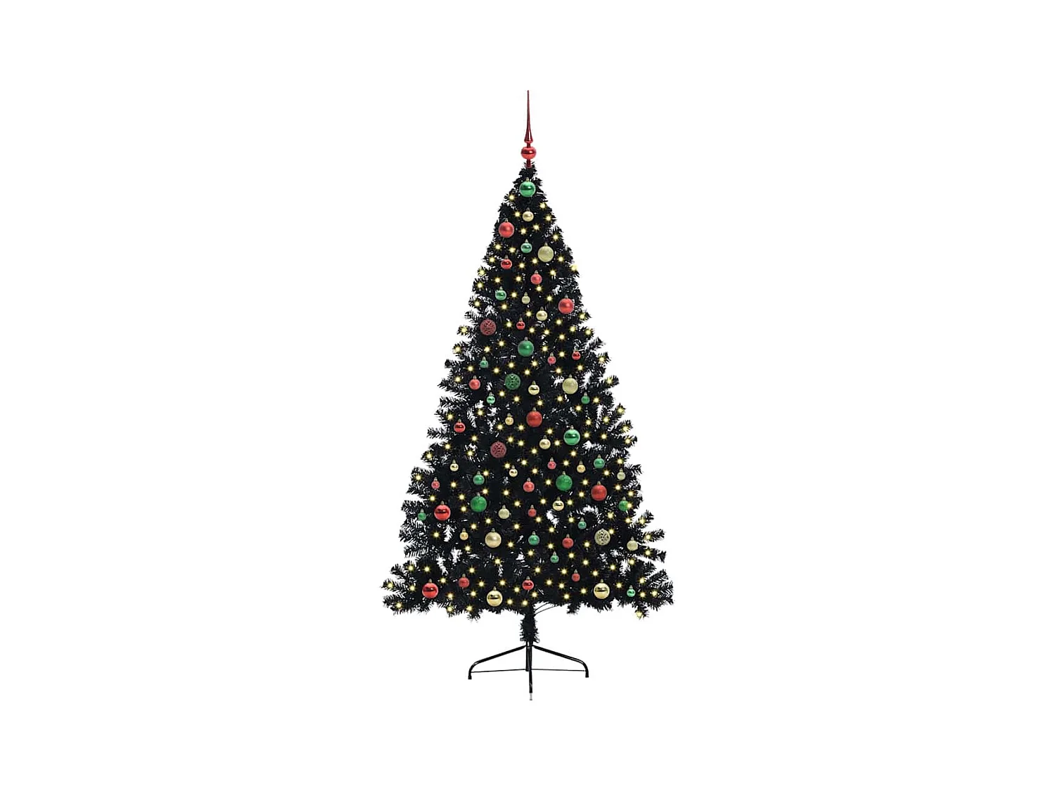 Árbol de Navidad Artificial Preiluminado Negro 180 cm PVC