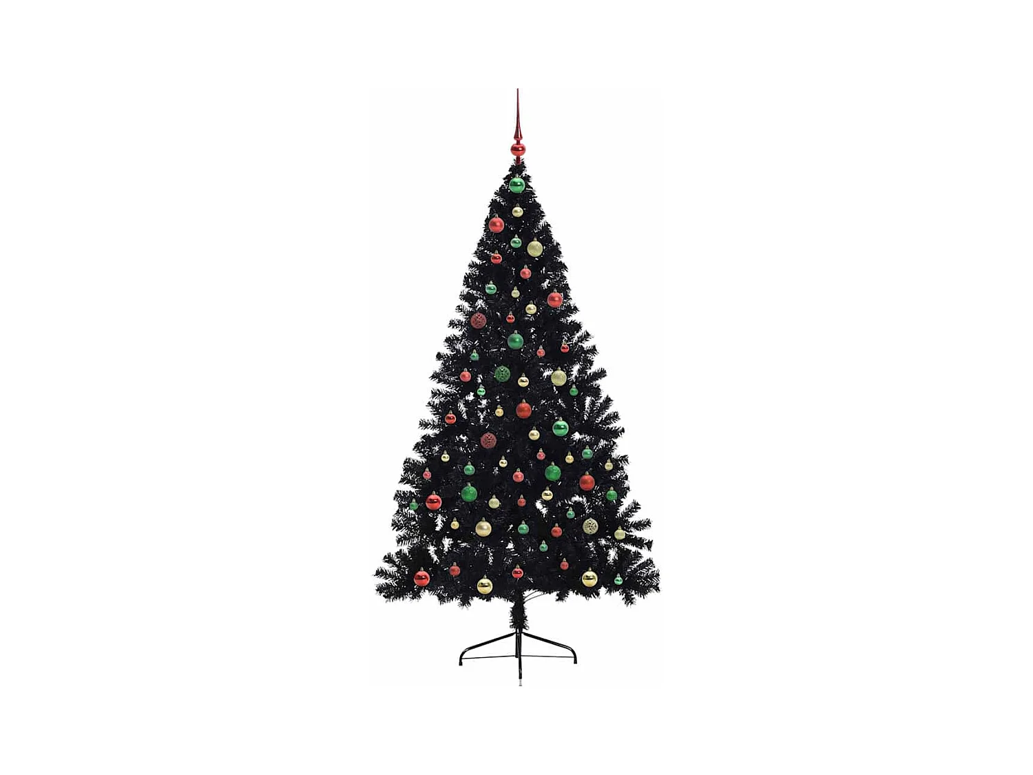 Árbol de Navidad Artificial Preiluminado Negro 180 cm PVC