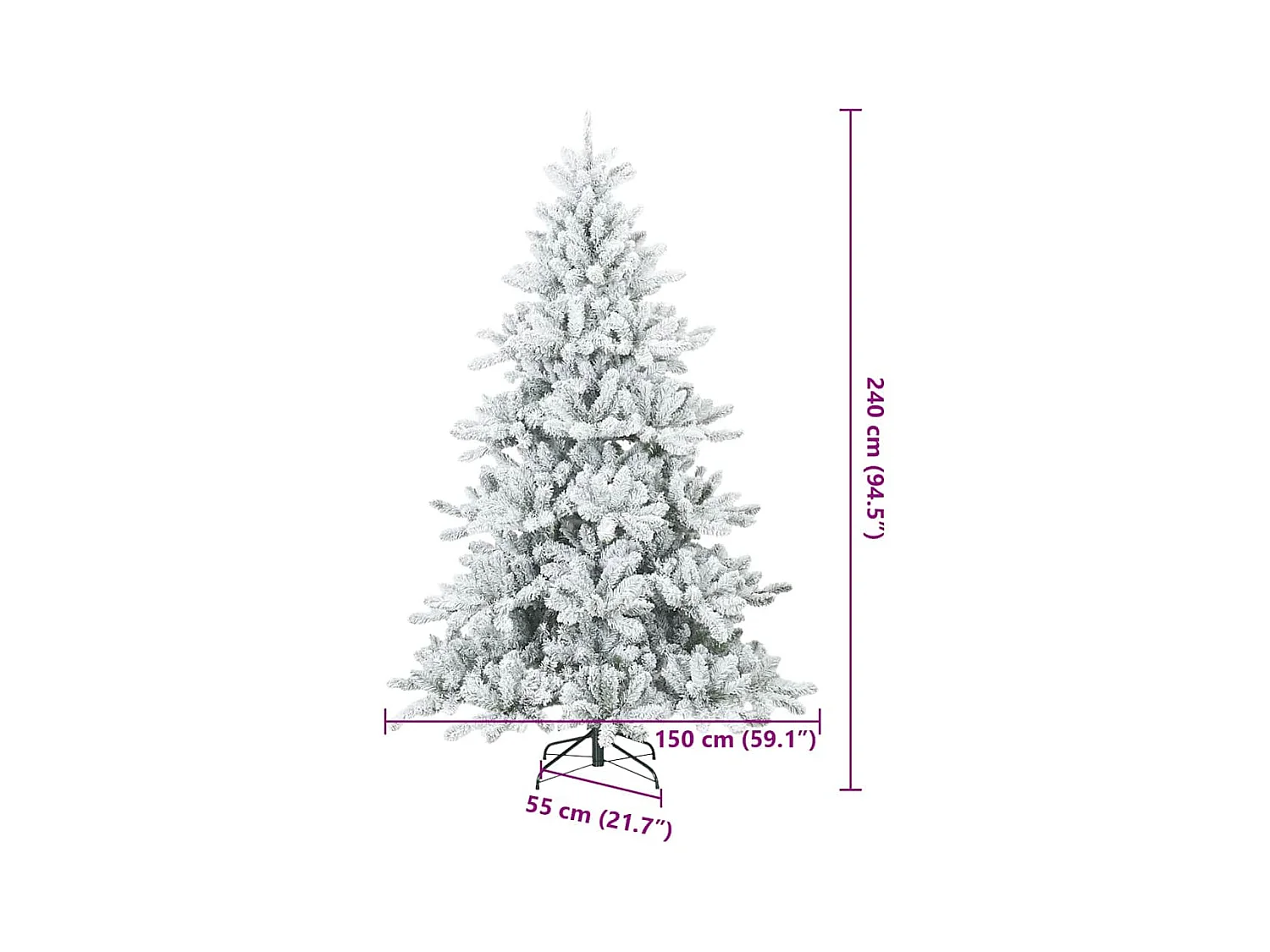 Árbol de Navidad Artificial Moderno Plegable con Nieve y Escarcha