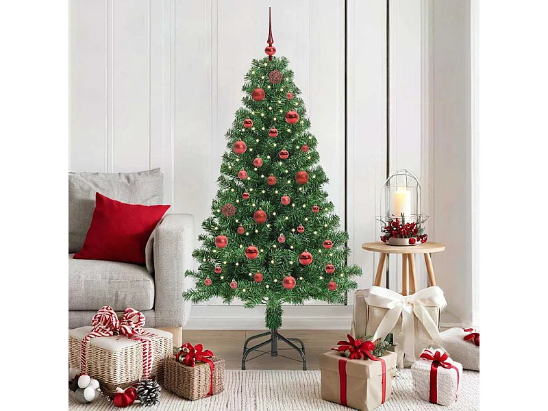 Kunstkerstboom Groen 150 cm PVC en Staal en Kunststof