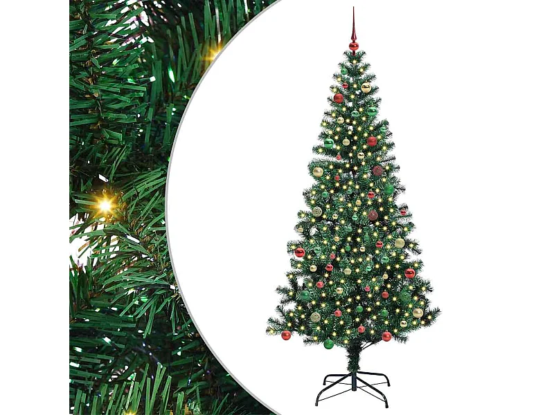 Árvore de Natal Artificial Pré-iluminada Verde 210 cm