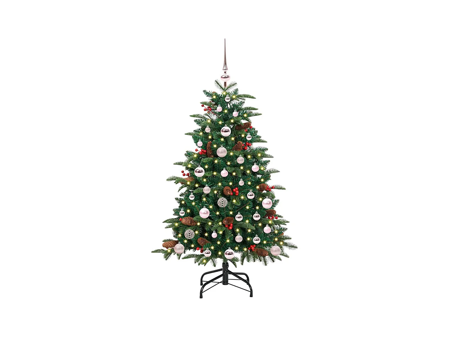 Kunstkerstboom Groen 120 cm PVC en Metaal en Plastic