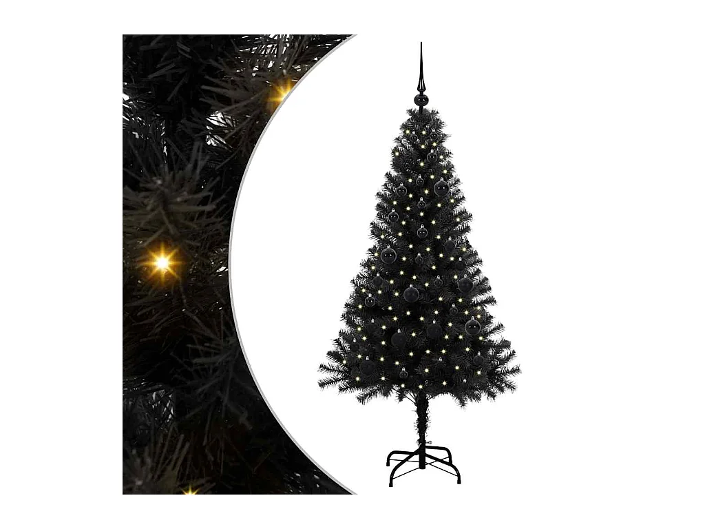 Sapin de Noël avec 150 LED avec support Noir 150 cm PVC