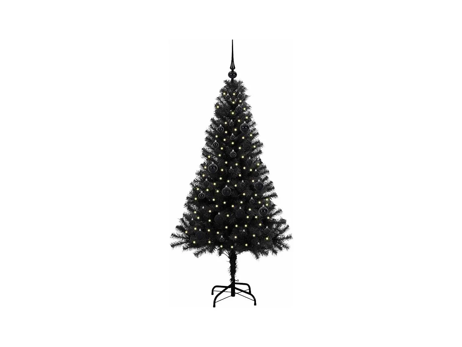 Sapin de Noël avec 150 LED avec support Noir 150 cm PVC