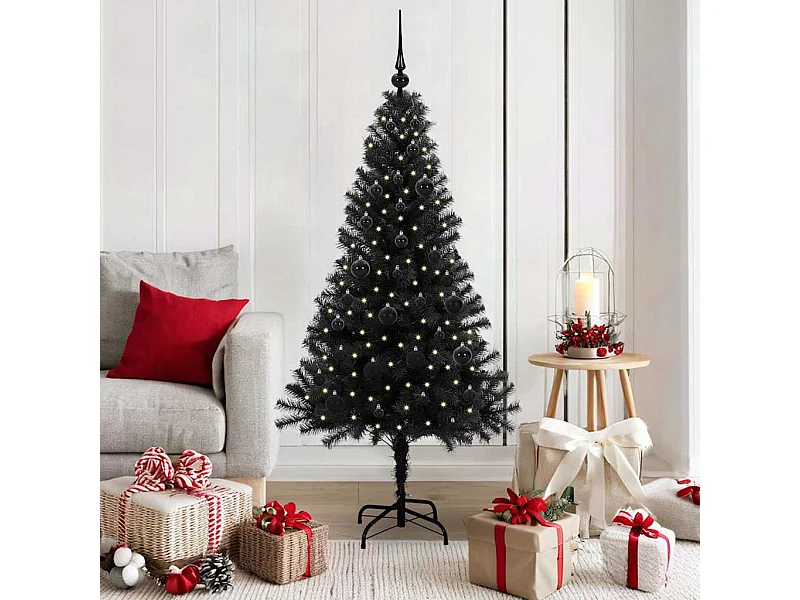 Árbol de Navidad con 150 LED con soporte Negro 150 cm PVC