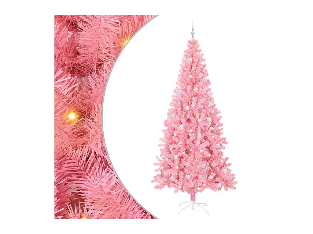 Sapin de Noël avec 300 LED avec support Rose 240 cm PVC