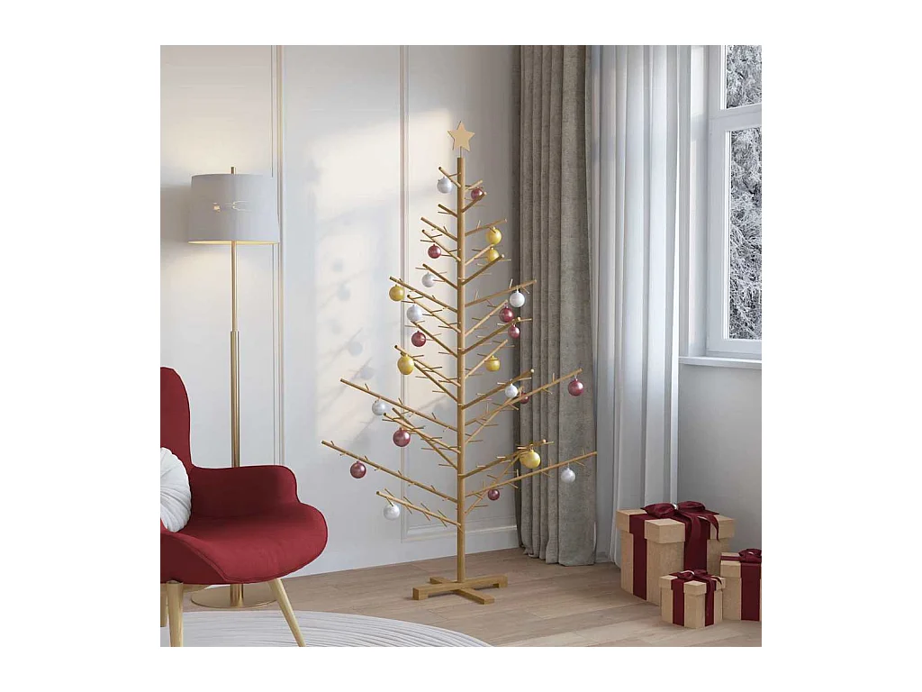 Arbre de Noël en bois Marron 180 cm Bois massif en pin