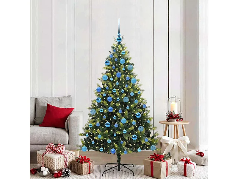 Sapin de Noël Artificiel Pliable 300 LEDs Vert 180 cm PVC et PE