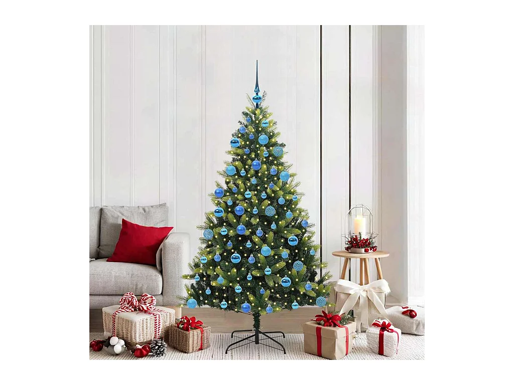 Sapin de Noël Artificiel Pliable 300 LEDs Vert 180 cm PVC et PE