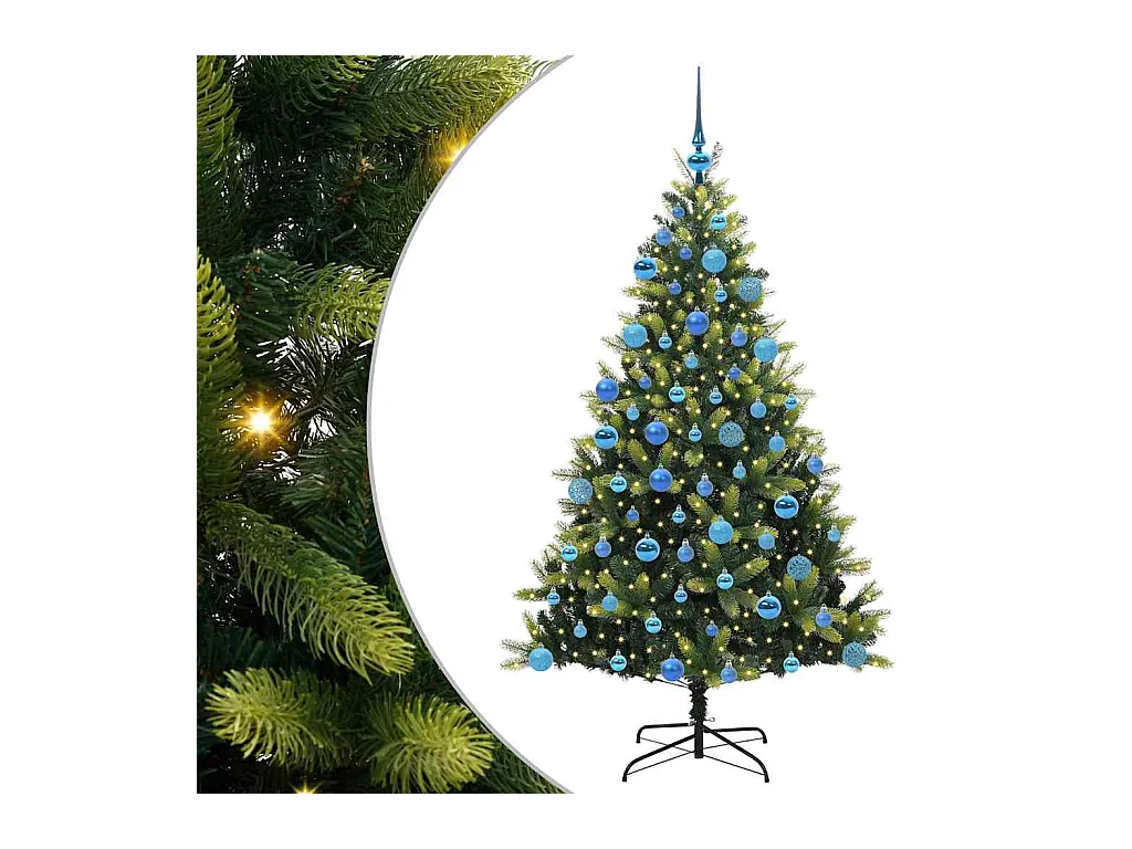 Sapin de Noël Artificiel Pliable 300 LEDs Vert 180 cm PVC et PE