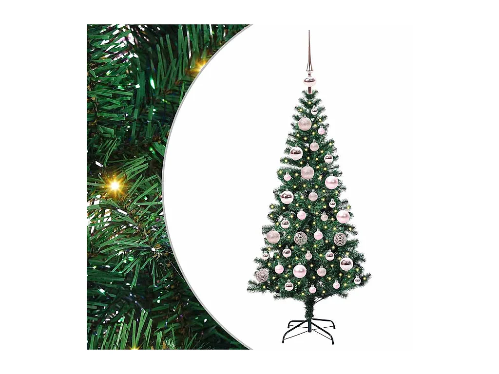 Sapin de Noël artificiel pré-éclairé Vert 120 cm PVC et métal