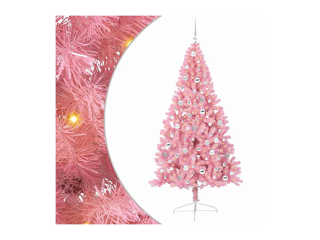 Sapin de Noël artificiel pré-éclairé Rose 210 cm PVC