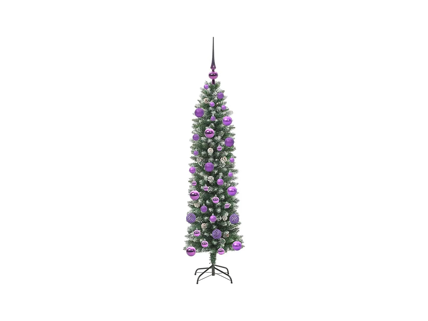 Kunstmatige slanke kerstboom met 150 LED Groen en wit 120 cm