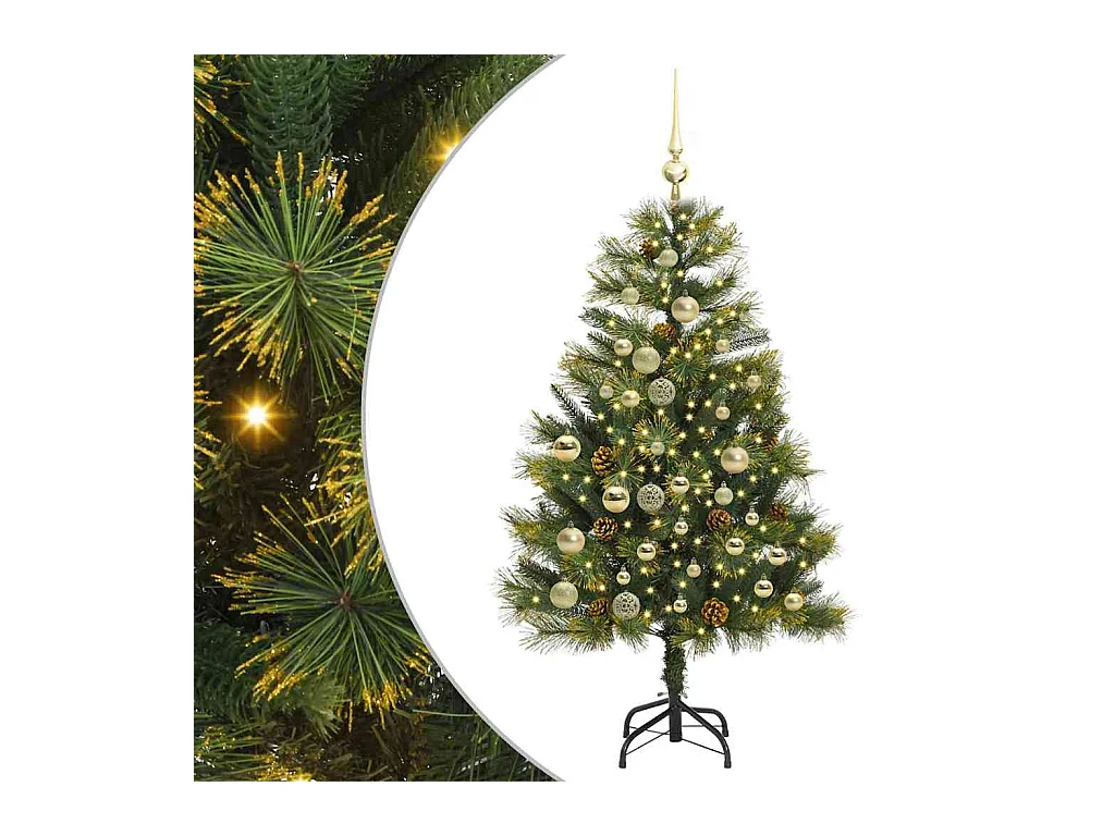 Sapin de Noël artificiel avec branches pliables et cônes 120 cm